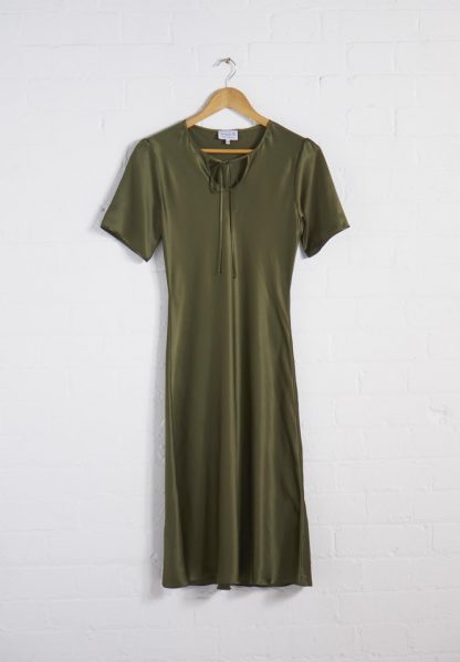 TweedySmith Ali Dress in Olive Satin